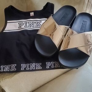 PINK silver pool slides